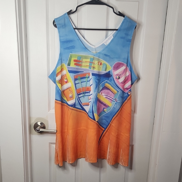 Ellen Negley Tops - Ellen Negley Sleeveless Boat Print Top